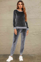 Round Neck Long Sleeve Loungewear Set with Pockets - Guy Christopher