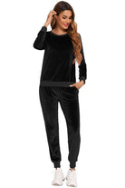 Round Neck Long Sleeve Loungewear Set with Pockets - Guy Christopher