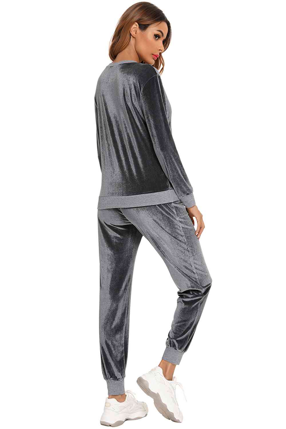 Round Neck Long Sleeve Loungewear Set with Pockets - Guy Christopher