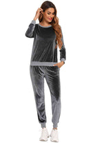 Round Neck Long Sleeve Loungewear Set with Pockets - Guy Christopher