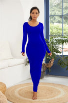 Round Neck Long Sleeve Maxi Wrap Dress - Guy Christopher