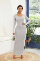 Round Neck Long Sleeve Maxi Wrap Dress - Guy Christopher