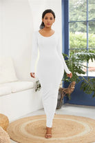 Round Neck Long Sleeve Maxi Wrap Dress - Guy Christopher