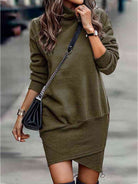 Round Neck Long Sleeve Mini Dress - Guy Christopher