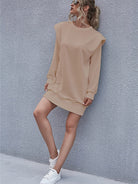 Round Neck Long Sleeve Mini Dress - Guy Christopher