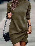 Round Neck Long Sleeve Mini Dress - Guy Christopher