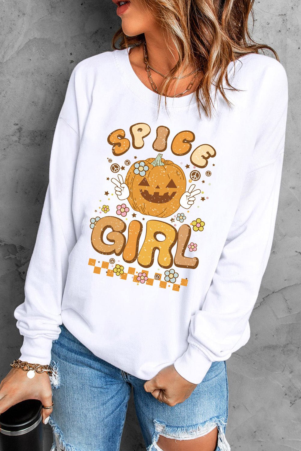 Round Neck Long Sleeve SPICE GIRL Graphic Sweatshirt - Guy Christopher