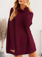 Round Neck Long Sleeve Sweater Dress - Guy Christopher