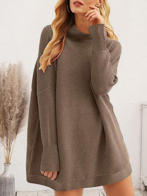 Round Neck Long Sleeve Sweater Dress - Guy Christopher