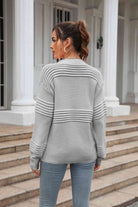 Round Neck Openwork Long Sleeve Pullover Sweater - Guy Christopher