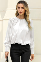 Round Neck Puff Sleeve Blouse - Guy Christopher