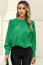 Round Neck Puff Sleeve Blouse - Guy Christopher