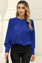 Round Neck Puff Sleeve Blouse - Guy Christopher