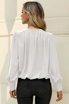 Round Neck Puff Sleeve Blouse - Guy Christopher