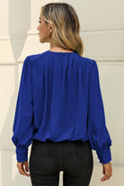 Round Neck Puff Sleeve Blouse - Guy Christopher