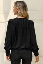 Round Neck Puff Sleeve Blouse - Guy Christopher