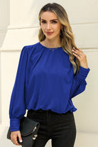 Round Neck Puff Sleeve Blouse - Guy Christopher