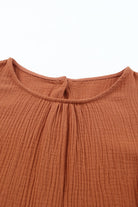 Round Neck Puff Sleeve Dress with Pockets - Guy Christopher