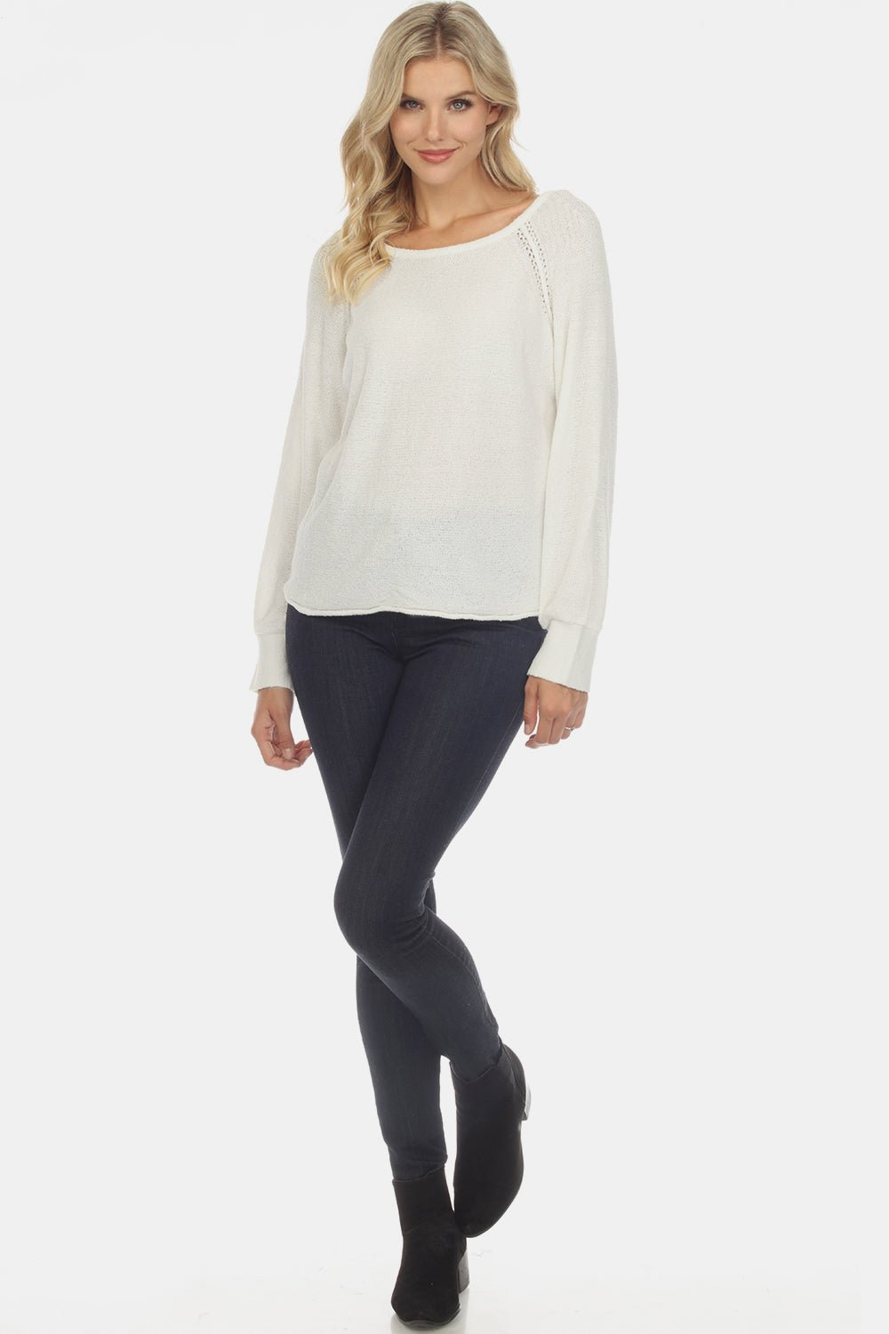 Round Neck Raglan Sleeve Sweater - Guy Christopher