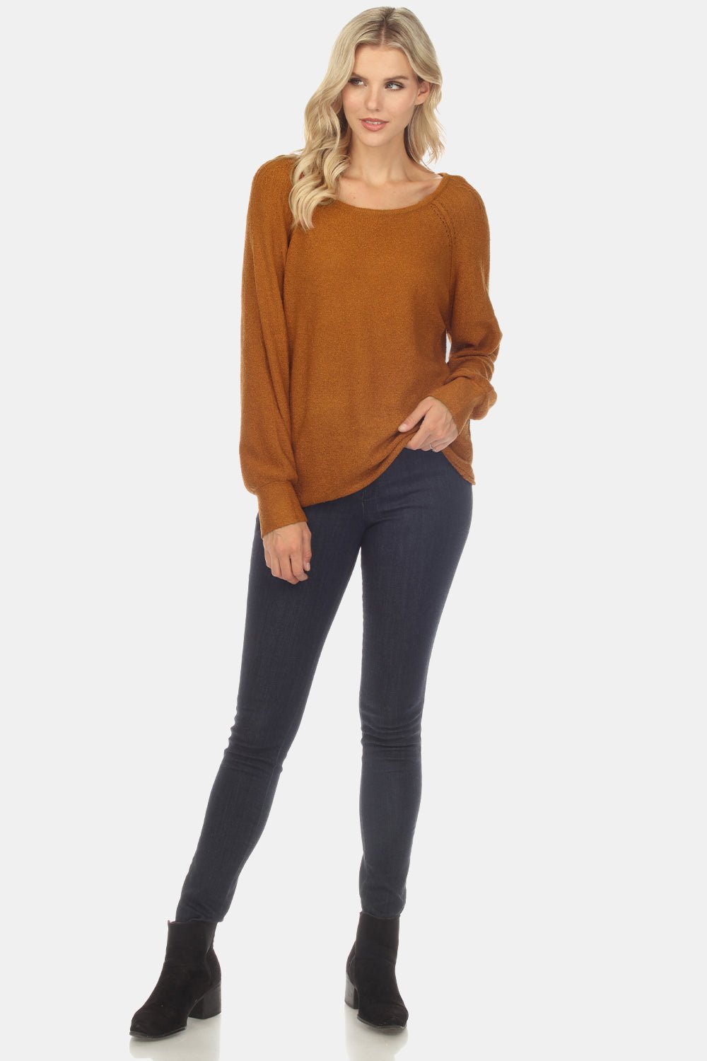 Round Neck Raglan Sleeve Sweater - Guy Christopher