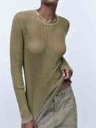 Round Neck Ribbed Knit Top - Guy Christopher