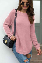 Round Neck Ribbed Knit Top - Guy Christopher