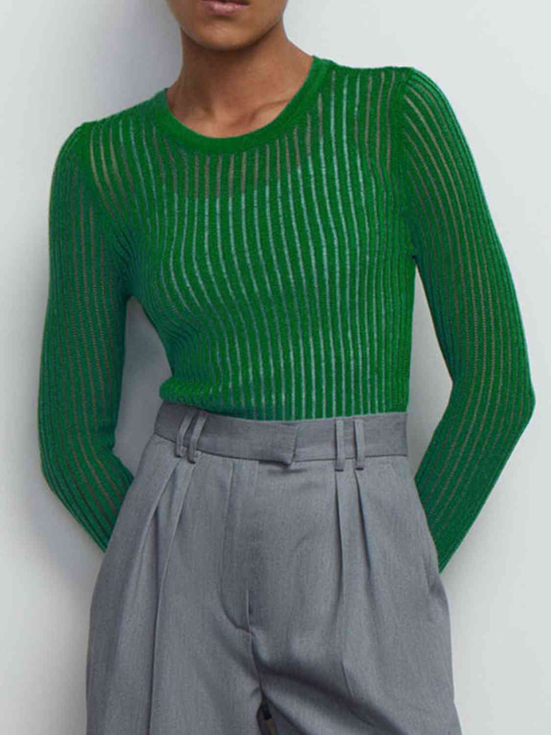 Round Neck Ribbed Knit Top - Guy Christopher