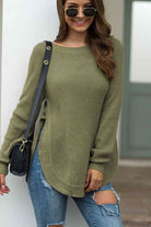 Round Neck Ribbed Knit Top - Guy Christopher