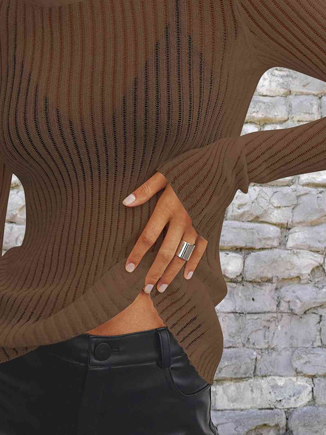 Round Neck Ribbed Knit Top - Guy Christopher