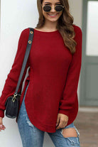 Round Neck Ribbed Knit Top - Guy Christopher