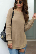 Round Neck Ribbed Knit Top - Guy Christopher