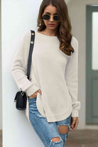 Round Neck Ribbed Knit Top - Guy Christopher