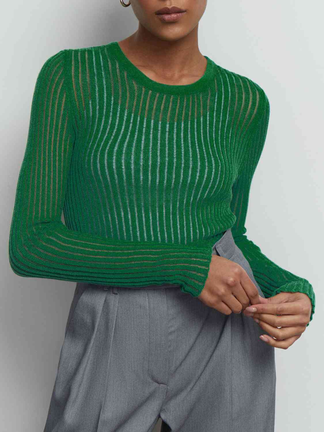 Round Neck Ribbed Knit Top - Guy Christopher