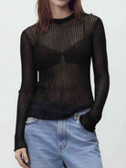 Round Neck Ribbed Knit Top - Guy Christopher