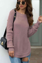 Round Neck Ribbed Knit Top - Guy Christopher