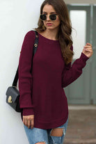 Round Neck Ribbed Knit Top - Guy Christopher