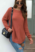 Round Neck Ribbed Knit Top - Guy Christopher