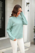 Round Neck Ribbed Long Sleeve Sweater - Guy Christopher