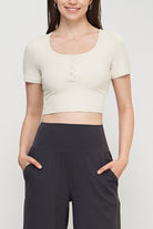 Round Neck Short Sleeve Cropped Sports Top - Guy Christopher