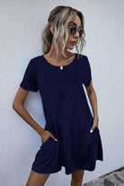 Round Neck Short Sleeve Mini Dress - Guy Christopher