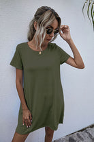 Round Neck Short Sleeve Mini Dress - Guy Christopher