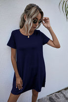 Round Neck Short Sleeve Mini Dress - Guy Christopher