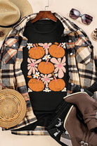 Round Neck Short Sleeve Pumpkin Graphic T-Shirt - Guy Christopher