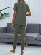 Round Neck Short Sleeve Top and Pants Set - Guy Christopher