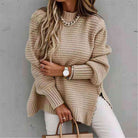 Round Neck Slit Sweater - Guy Christopher