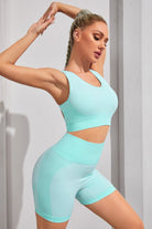 Round Neck Sports Bra and Shorts Set - Guy Christopher