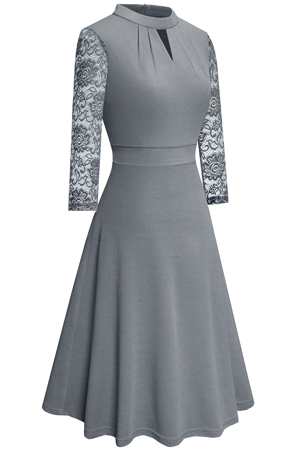 Round Neck Three-Quater Sleeve Cutout Dress - Guy Christopher