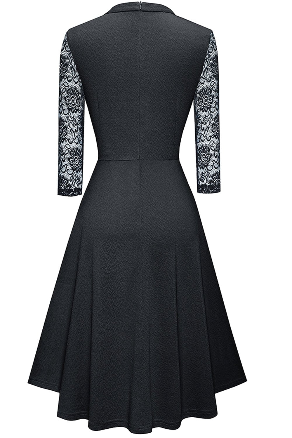 Round Neck Three-Quater Sleeve Cutout Dress - Guy Christopher