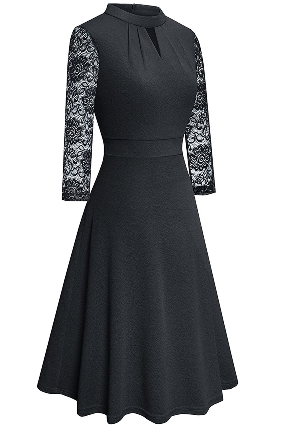 Round Neck Three-Quater Sleeve Cutout Dress - Guy Christopher