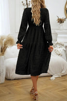 Round Neck Velvet Smocked Flounce Sleeve Dress - Guy Christopher